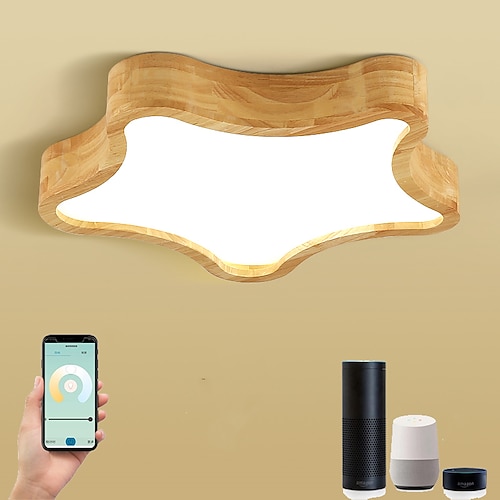 

LED Ceiling Light Includes Dimmable Wi-Fi Smart Light Star Design Dimmable Flush Mount Lights Wood Modern Style Geometrical Minimalist Artistic 42cm 53 cm 220-240V 110-120V