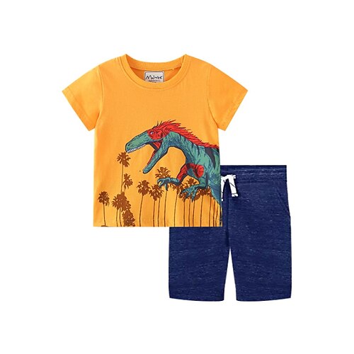 

Børn Drenge T-shirt & Shorts 2 Dele Kortærmet Blå (dreng) Dinosaurus Dyr Trykt mønster Bomuld Basale Normal 3-8 år / Sommer