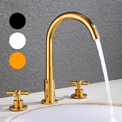 

Bathroom Sink Faucet - Rotatable / Widespread Electroplated / Painted Finishes Widespread Two Handles One HoleBath Taps / Brass