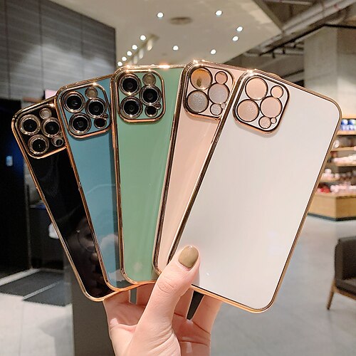

Phone Case For Apple Back Cover Soft Electroplated Candy Colour iPhone 14 Pro Max 13 12 11 X XR XS Max 8 7 Shockproof Dustproof Plating Solid Colored TPU Camera Lens Protector