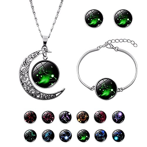 

12 costellazione luna collana regali astrologia galaxy argento galaxy ornamenti regali per mamma donne ragazze (ariete)