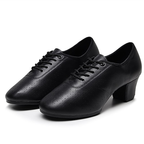 

Women's Latin Shoes Modern Shoes Practice Trainning Dance Shoes Party Performance Practice Lace Up Oxford Thick Heel Round Toe Lace-up Adults' Black