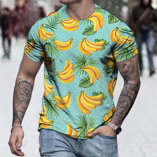 

Hombre Camiseta Camisa Tee Graphic Estampados Plátano Cuello Barco Verde Trébol Impresión 3D Talla Grande Casual Diario Manga Corta Ropa Básico Design Corte Slim Grande y alto / Verano / Verano