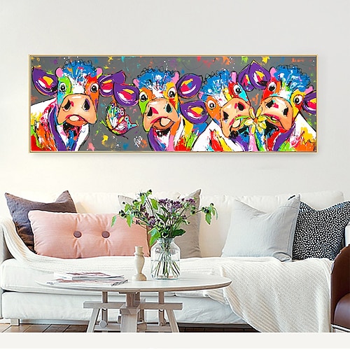 

Wall Art Canvas Prints Posters Painting Artwork Picture Abstract Colorful Cattle Animal Modern Home Decoration Décor Rolled Canvas No Frame Unframed Unstretched