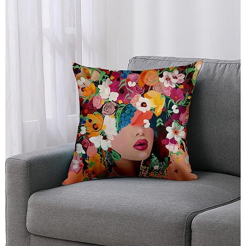 

arty femme double côté housse de coussin 1pc doux carré jeter taie d'oreiller faux lin taie d'oreiller taie d'oreiller qualité supérieure lavable en machine coussin d'extérieur pour canapé canapé lit