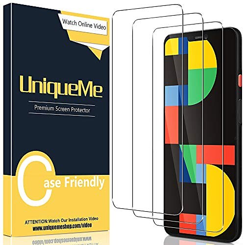 

[3 pack] screen protector for google pixel 5 tempered glass, [easy installation ] hd clear [anti-scratch] [bubble free]