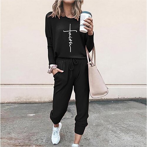 

Women T shirt Tee Hoodies & Sweatshirts Tracksuit Basic Streetwear Dark Grey Pink Casual Vacation Letter Drawstring Print Crew Neck S M L XL XXL