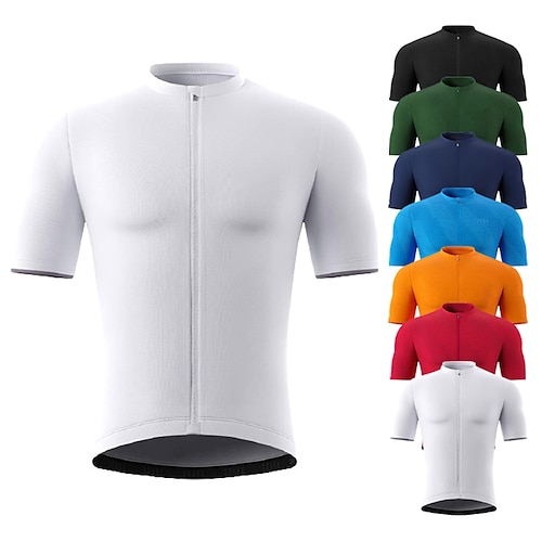 

21Grams Men's Cycling Jersey Short Sleeve Bike Jersey Top with 3 Rear Pockets Mountain Bike MTB Road Bike Cycling Breathable Quick Dry Moisture Wicking Soft White Black Green Color Block Patchwork