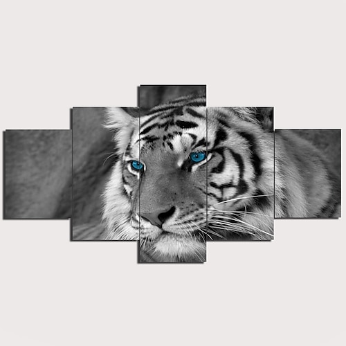 

5 Panels Wall Art Canvas Prints Painting Artwork Picture Tiger Animal Home Decoration Décor Rolled Canvas No Frame Unframed Unstretched