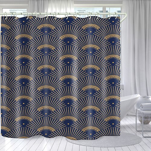 

Geometric Pattern Series Digital Printing Shower Curtain Shower Curtains Hooks Modern Polyester New Design