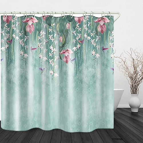 

Fleurs fraîches imprimer tissu imperméable rideau de douche pour salle de bain décor à la maison couvert baignoire rideaux doublure comprend avec crochets