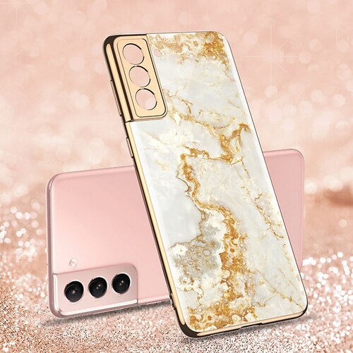 

Phone Case For Samsung Galaxy Back Cover S22 S21 Plus S22 S21 Ultra S22 S21 Pattern Geometric Pattern Marble Tempered Glass PC