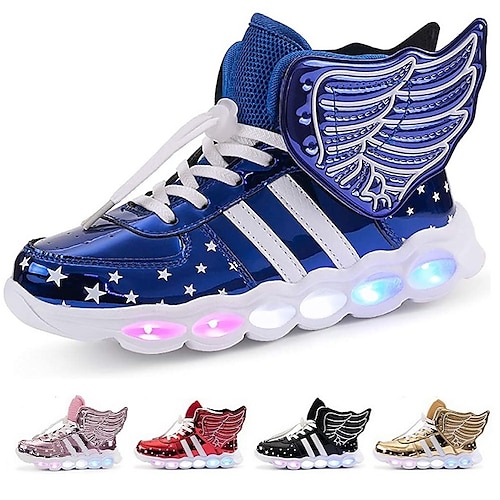 

Boys' Girls' Light Up Shoes USB Charging LED Shoes Flashing Wings Sneakers Christmas PU Little Kids(4-7ys) Big Kids(7years ) Daily Walking Shoes Black Red Blue Pink Winter Spring