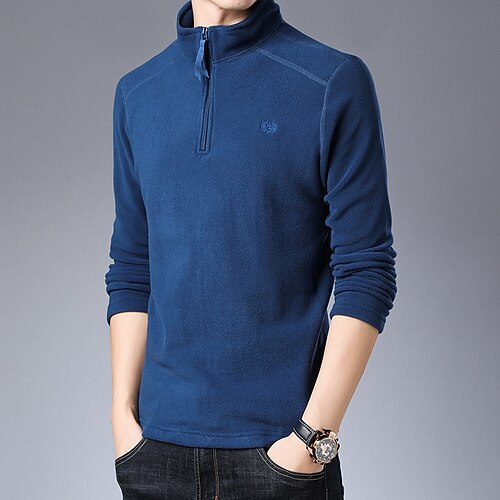 

men's quarter zip thermal pullover shirts winter fleece jacket lightweight windproof running golf sweatshirt half zip ultra soft coat outerwear top fishing hiking skiing