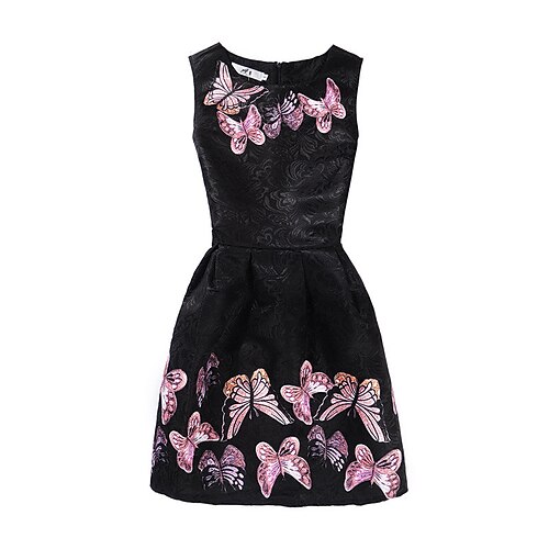 

Kids Girls' Dress Animal Strap Dress Knee-length Dress Print Short Sleeve Cute Dress 4-12 Years Summer Green Black Blue