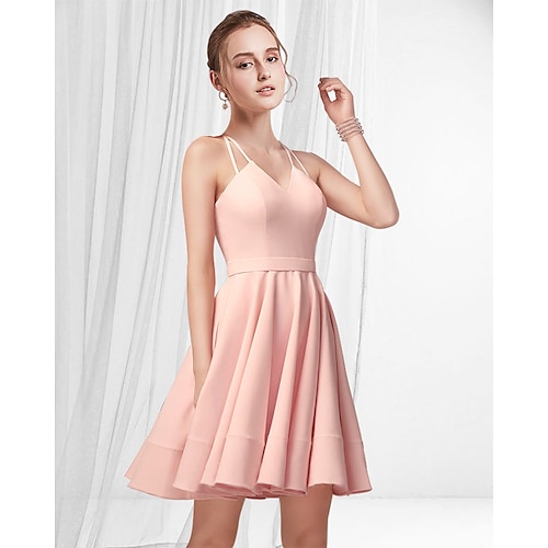 

A-Line Cocktail Dresses Reformation Amante Dress Homecoming Short / Mini Sleeveless Spaghetti Strap Satin with Pleats 2022