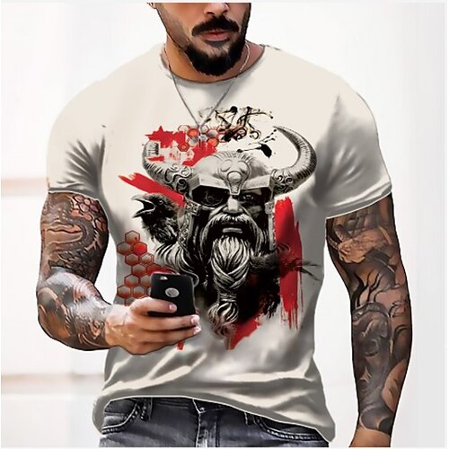 

Men's T shirt Tee Shirt Tee Graphic Human face Crew Neck Blue Brown Gray 3D Print Plus Size Casual Daily Short Sleeve Clothing Apparel Basic Designer Slim Fit Big and Tall / Summer / Summer
