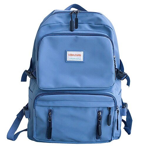 

Men's Unisex School Bag Oxford Cloth Solid Color Adjustable Large Capacity Zipper School Daily Gray Green Blue Black Purple