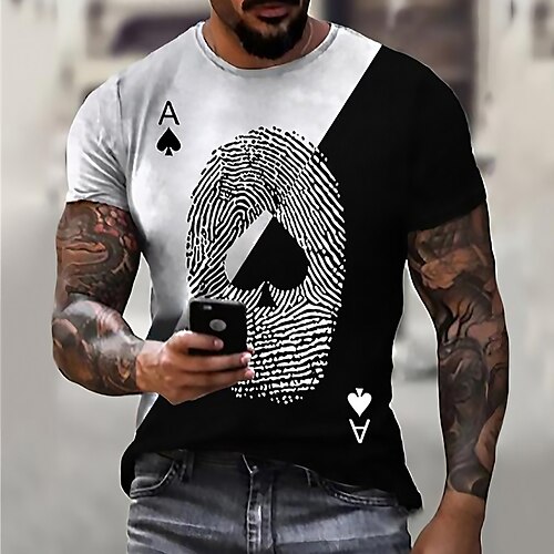 

Men's Unisex T shirt Tee Shirt Tee Graphic Prints Poker Crew Neck Black / White Blue Yellow Red 3D Print Daily Holiday Short Sleeve Print Clothing Apparel Designer Casual Big and Tall / Summer