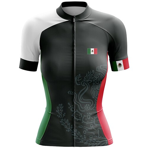 

21Grams Women's Cycling Jersey Short Sleeve Bike Top with 3 Rear Pockets Mountain Bike MTB Road Bike Cycling Breathable Quick Dry Moisture Wicking Reflective Strips Black Mexico Polyester Spandex