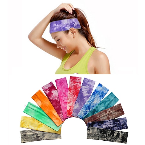 

13 Pcs/set Sports Fitness Sweat Absorbing Yoga Elastic Hair Band Tie Dyed Cotton Printed Headband