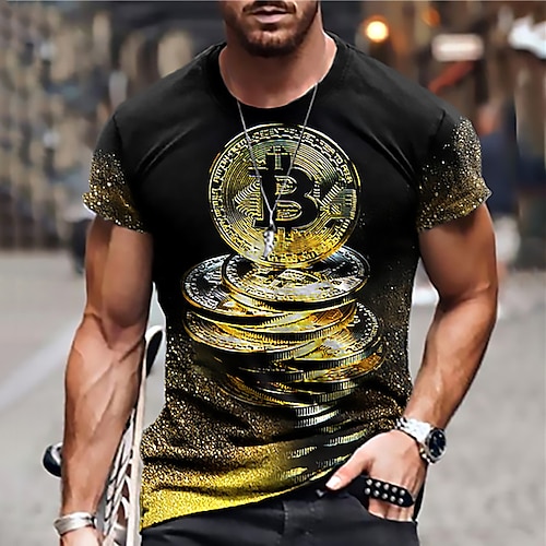 

Men's Unisex T shirt Tee Shirt Tee Graphic Prints Bitcoin Crew Neck Black 3D Print Daily Holiday Short Sleeve Print Clothing Apparel Designer Casual Big and Tall / Summer / Summer
