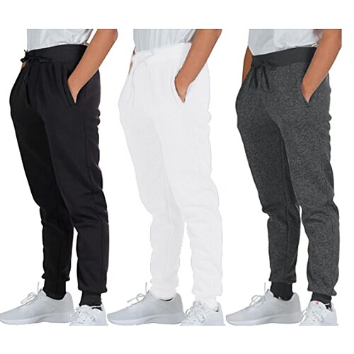 

Men's Sweatpants Joggers Track Pants Drawstring Bottoms Casual Athleisure Cotton Fitness Gym Workout Performance Breathable Soft Sweat wicking Normal Sport Solid Colored Activewear White Black Dark