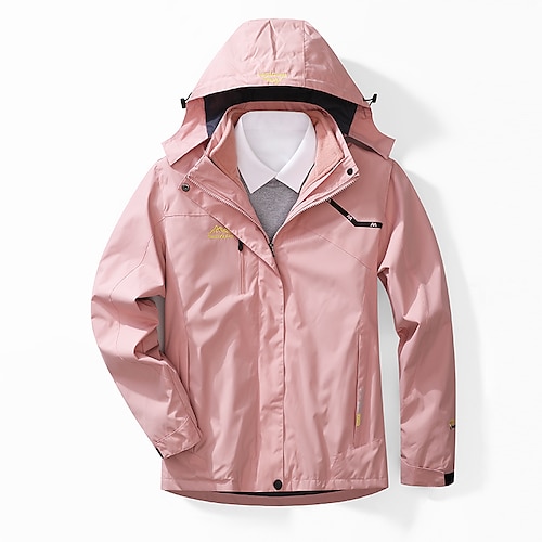 

Women's Hiking Windbreaker Hiking 3-in-1 Jackets Ski Jacket Winter Outdoor Thermal Warm Waterproof Windproof Fleece Lining Winter Fleece Jacket Coat Top Skiing Hunting Ski / Snowboard Pink White