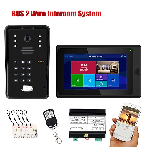 

7 inch Wifi Wireless Fingerprint IC Card Video Door Phone Doorbell Intercom System with Wired AHD 1080P Door Access Control