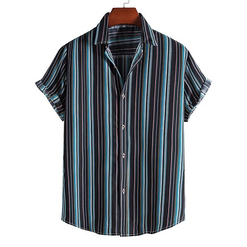 

Men's Shirt Geometric Classic Collar Holiday Beach Print Tops Casual Tropical Blue / Summer