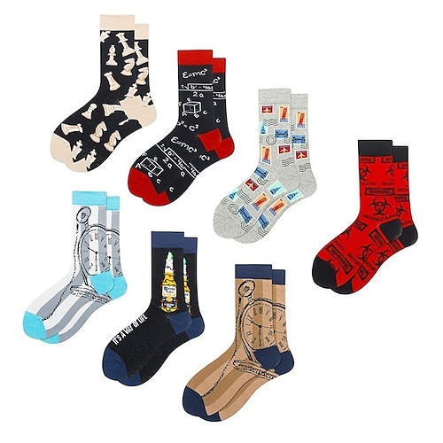 

Men's 1 Pair Socks Fashion Cute Novelty Colorful Spring, Fall, Winter, Summer WhiteSky Blue Black Red