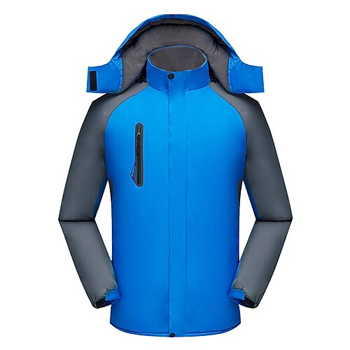 

Men's Hiking Windbreaker Hoodie Jacket Fleece Jacket Winter Outdoor Thermal Warm Waterproof Windproof Fleece Lining Winter Jacket Coat Top Fishing Climbing Running Lake blue Yellow Orange Black Red