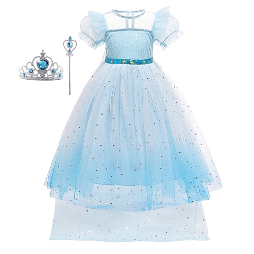 

Frozen Princess Frozen Elsa Cosplay Costume Costume Flower Girl Dress Girls' Movie Cosplay Cosplay Rosy Pink Blue Dress Cloak Headwear Christmas Halloween Children's Day Polyester Organza / Wand