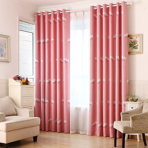 

Two Panel Korean Pastoral Style Dandelion Print Blackout Curtains Living Room Bedroom Dining Room Insulation Curtains