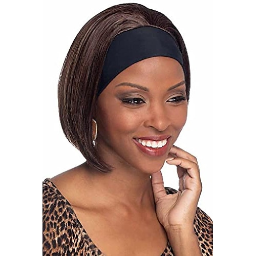 

Straight Brown Headband Bob Hair Wig For Black Women Glueless Short Black Wig Natural Looking High Density Fashion Headband Wigs With Black Headband (Brown, 12 Inches)(no colored headband)