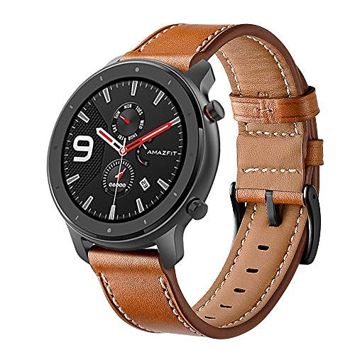 

22mm quick release watch band compatible for amazfit gtr 2/gtr 2e/gtr 47mm band leather for women men, soft breathable sport wristband bracelet replacement band for amazfit stratos 3/2/2s