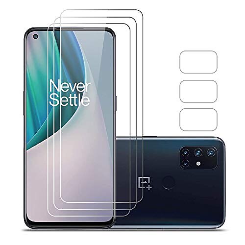 

[6 confezioni] protezione per lo schermo in vetro temperato, [3 confezioni] protezione per lo schermo oneplus nord n10 5g&[3 pack] protezione dell'obiettivo della fotocamera con pellicola