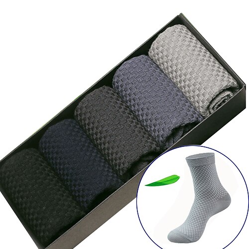 

Men's 5 Pairs Socks Spandex Solid Colored Warm Spring & Summer Multi color Black Light gray