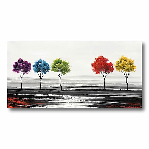 

Oil Painting Handmade Hand Painted Wall Art Landscape Trees Sky Flowers Plant Home Decoration Decor Stretched Frame Ready to Hang