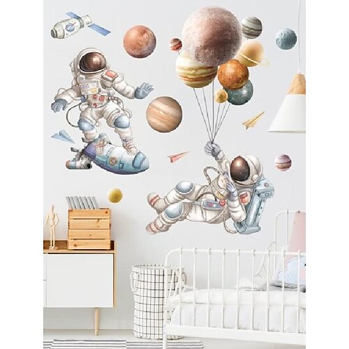 

Astronaut starry sky stickers earth NAS wall decoration background bedroom sofa wallpaper children's room classroom wall stickers