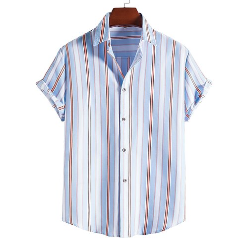 

Men's Shirt Geometric Classic Collar Holiday Beach Print Tops Casual Tropical Blue / Summer