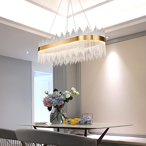 

LED Pendant Light 120 100 80 60 cm Luxury European K9 High end Crystal Chandelier Rectangle Dimmable Ceiling Lamp Suitable for Bedroom Dining Room Study AC110V AC220V