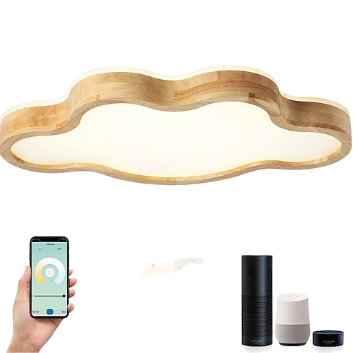 

LED Ceiling Light Includes Dimmable Wi-Fi Smart Light Cloud Design Flush Mount Lights Wood Modern Nordic Style Geometrical Minimalist Artistic 65cm 75cm 220-240V 110-120V