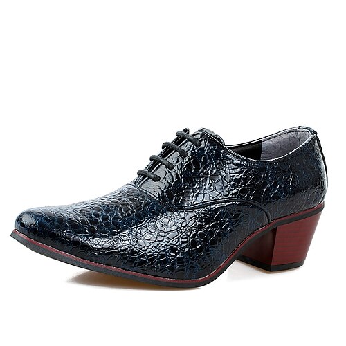 

Men's Oxfords Dress Shoes Party Heels Crocodile Pattern Vintage Classic Daily Party & Evening PU Warm Black Burgundy Dark Blue Fall Spring