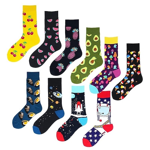 

Men's 1 Pair Socks Cotton Mixed Color Sports and Outdoors Medium Spring, Fall, Winter, Summer Multi color Black 1 Green