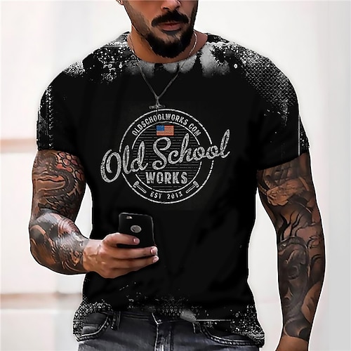 

Men's Unisex Tee T shirt Tee Shirt 3D Print Graphic Prints National Flag Letter Crew Neck Daily Holiday Print Short Sleeve Tops Designer Casual Big and Tall Black / Summer / Summer