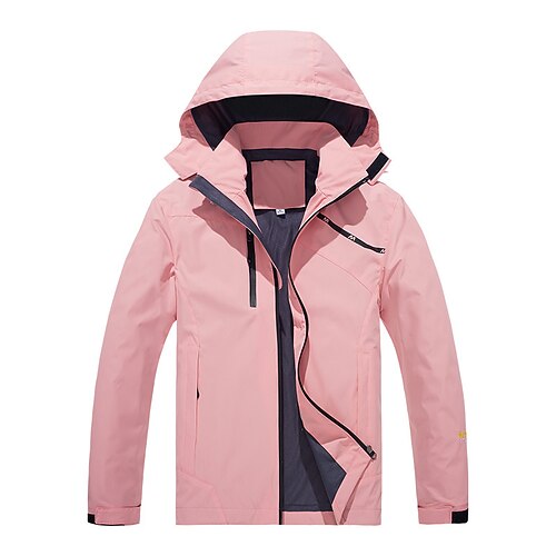 

Women's Hiking Windbreaker Hoodie Jacket Waterproof Hiking Jacket Outdoor Thermal Warm Waterproof Windproof Quick Dry Outerwear Coat Top Fishing Climbing Running Ivory female-1899 Black female-1899