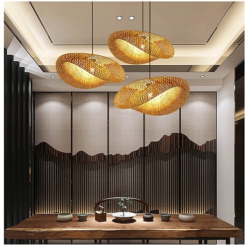 

LED Pendant Light 50 60 cm Single Design Pendant Light Wood Bamboo Stylish Painted Finishes Nordic Style 220-240V