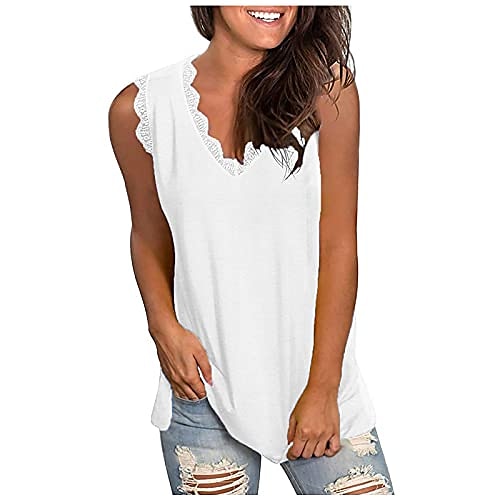 

women's v neck lace tank tops gradient tank vest casual loose summer chiffon sleeveless tops floral side split tanks