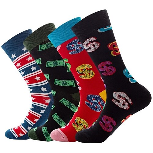 

Men's 1 Pair Socks Fashion Cute Novelty Colorful Spring, Fall, Winter, Summer Black Green Blue